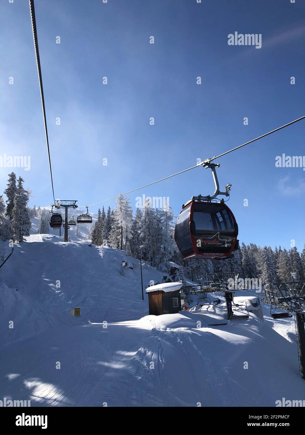 Kombibahn Hoher Turm, domaine skiable de Bergeralm, piste de ski, paysage d'hiver, Wiptal, Col de Brenner, Innsbruck, Steinach am Brenner, Tyrol, Autriche Banque D'Images