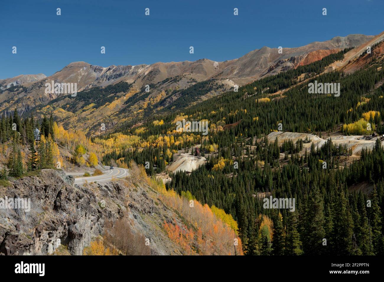Couleur d'automne le long de l'autoroute million Dollar entre Silverton et Ouray, Colorado Banque D'Images