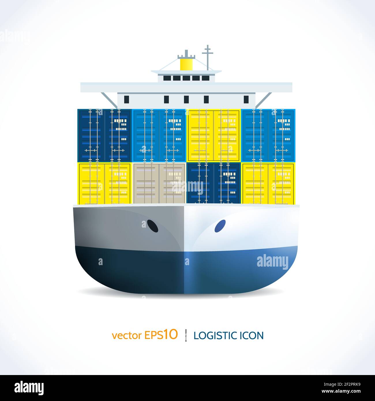 Expédition logistique transport réaliste de navires-conteneurs d'océan isolés sur blanc illustration vectorielle Illustration de Vecteur