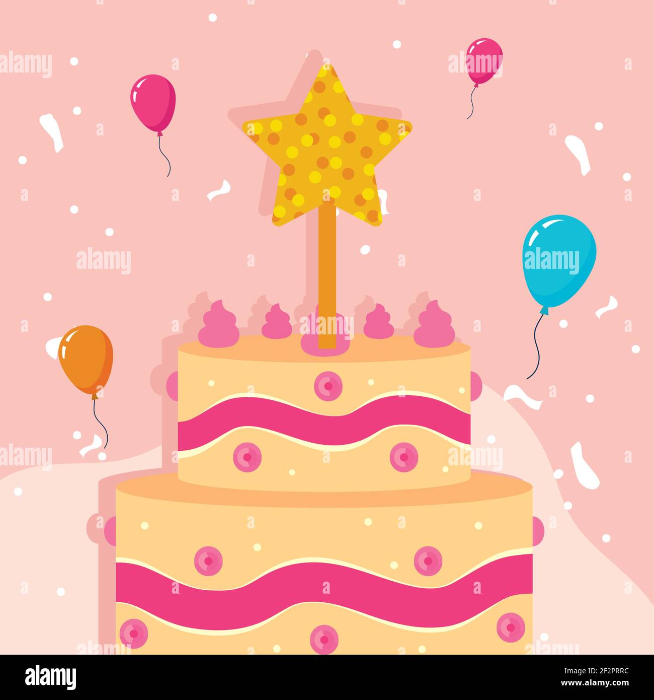 Gateau D Anniversaire Avec Etoile Image Vectorielle Stock Alamy