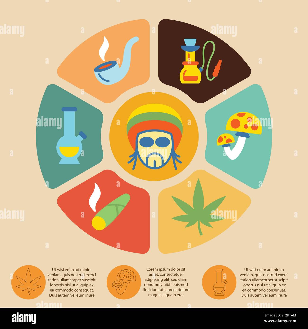 Ensemble d'infographies de la fumée de poison et des drogues mortelles avec diagramme circulaire illustration Illustration de Vecteur