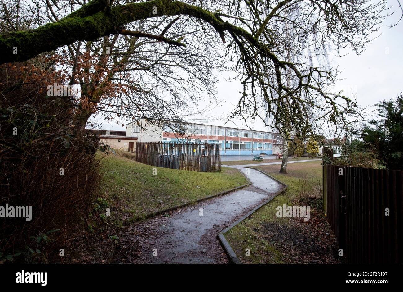 École primaire de Dunblane à Stirlingshire avant le 25e anniversaire du massacre de Dunblane samedi. Date de la photo : vendredi 12 mars 2021. Banque D'Images