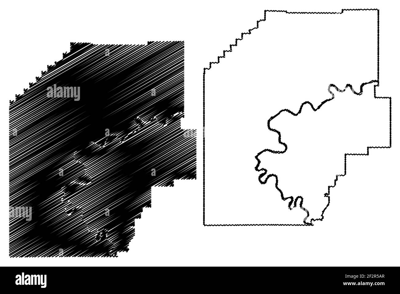 Venango County, Commonwealth of Pennsylvania (comté des États-Unis, États-Unis d'Amérique, États-Unis, États-Unis) carte illustration vectorielle, scribble sketch Venango m Illustration de Vecteur