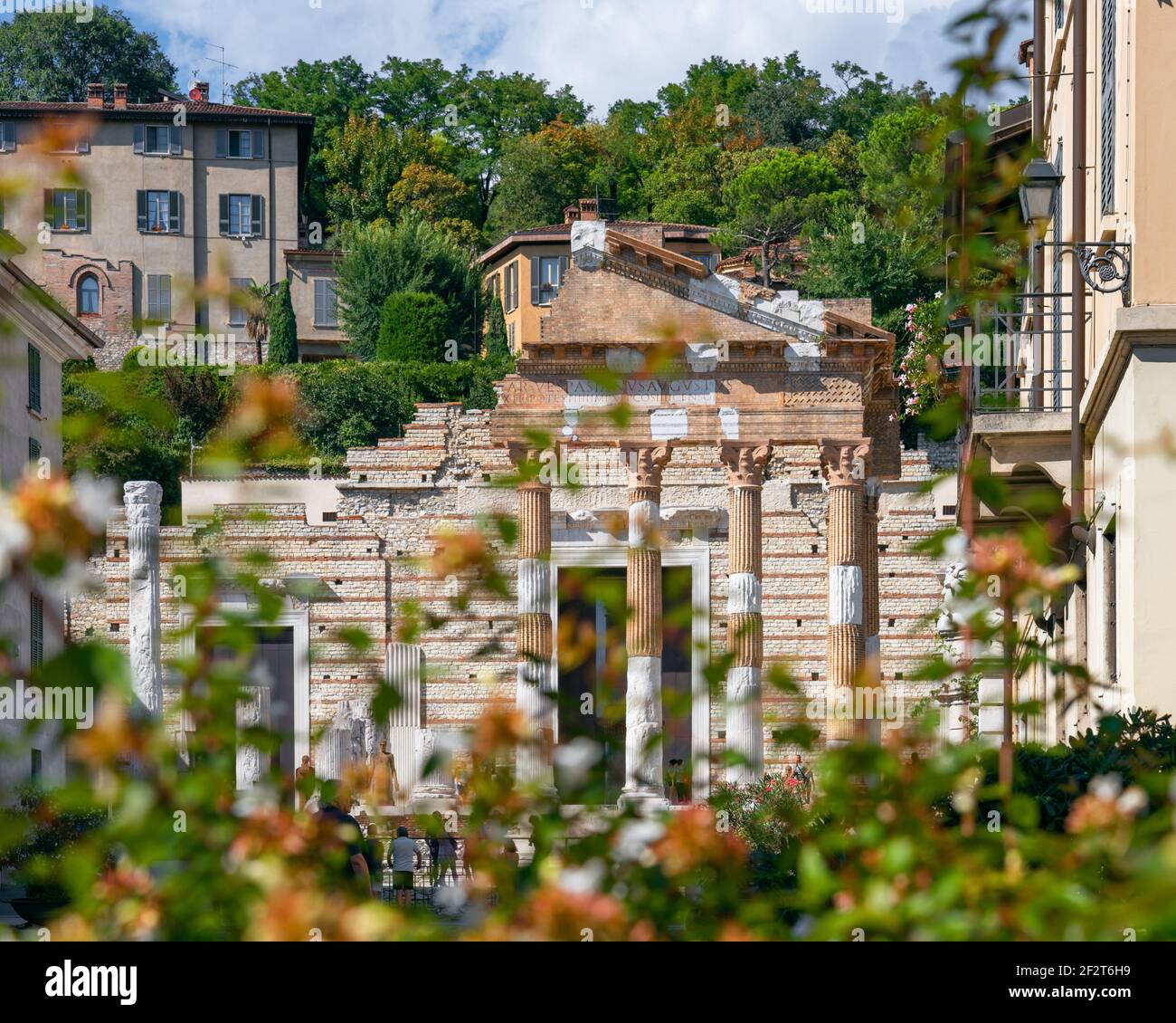 Vue sur l'ancien temple romain de Brescia (Tempio Capitolino di Brescia) Banque D'Images