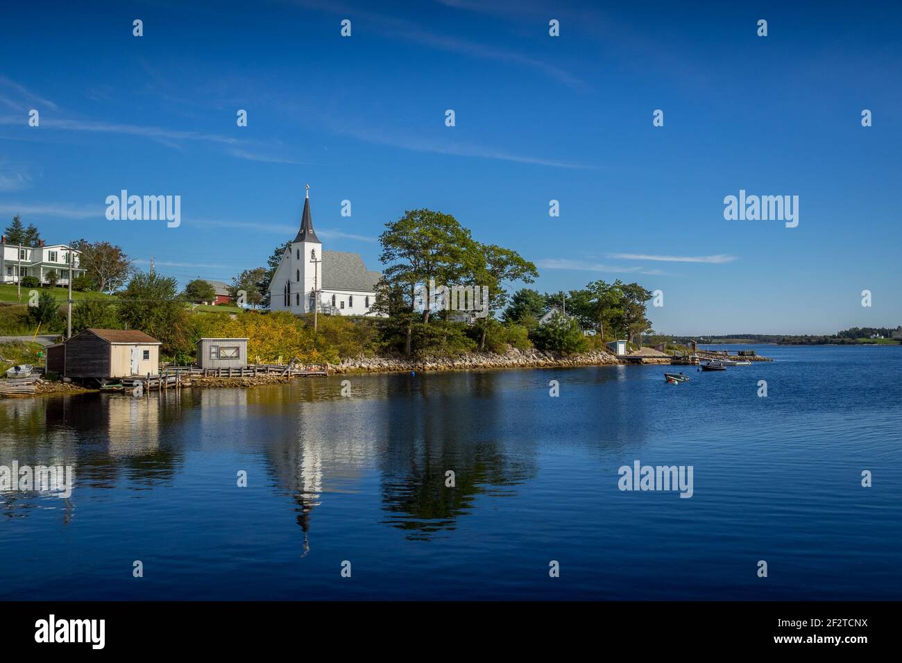 Indian point sur Mahone Bay, Nouvelle-Écosse, Canada Banque D'Images