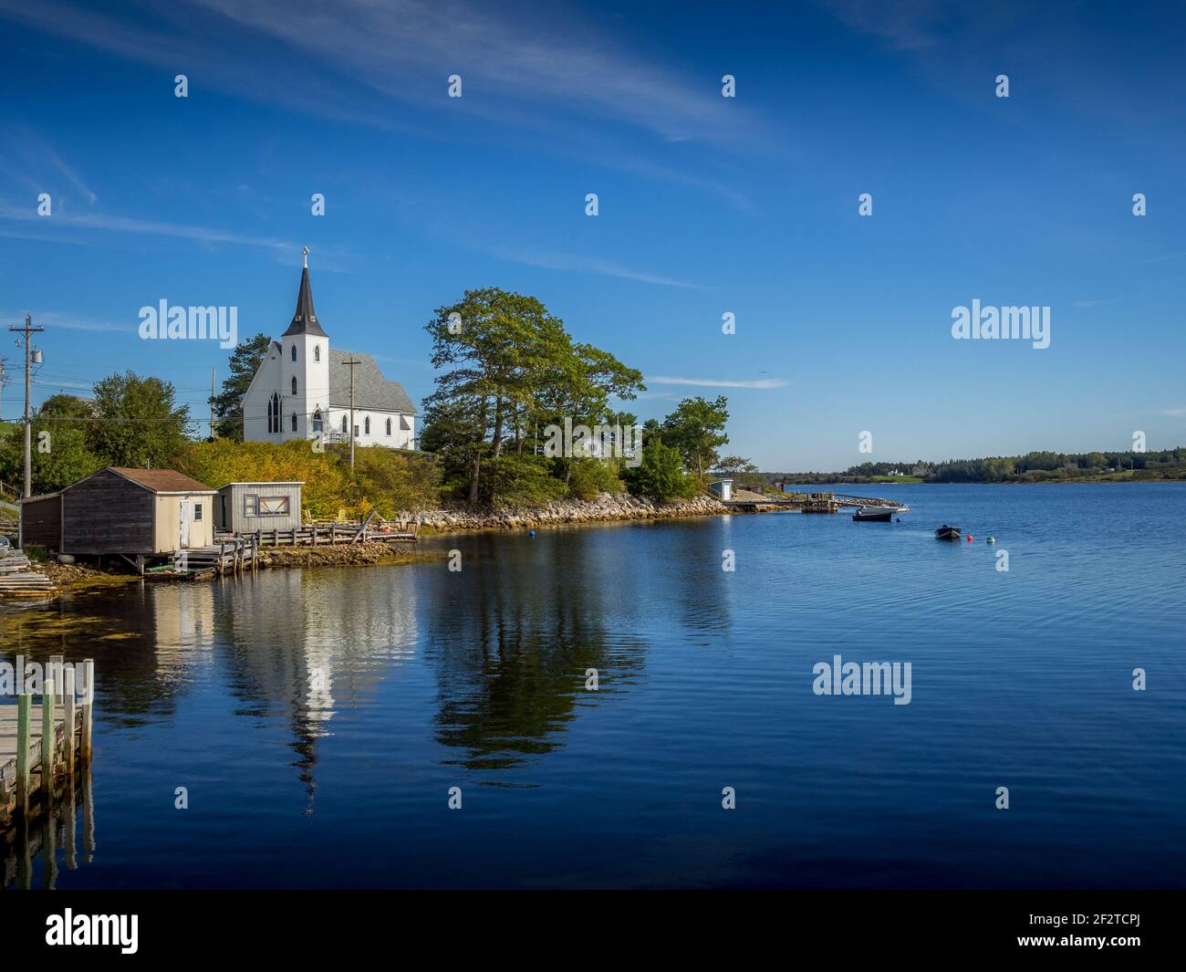 Indian point sur Mahone Bay, Nouvelle-Écosse, Canada Banque D'Images