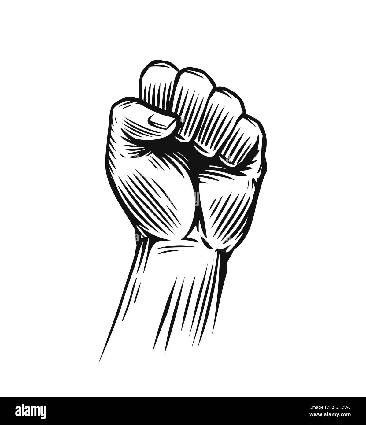 Illustration du poing fermé par l'homme. Protestation, révolution vectorielle rebelle Illustration de Vecteur