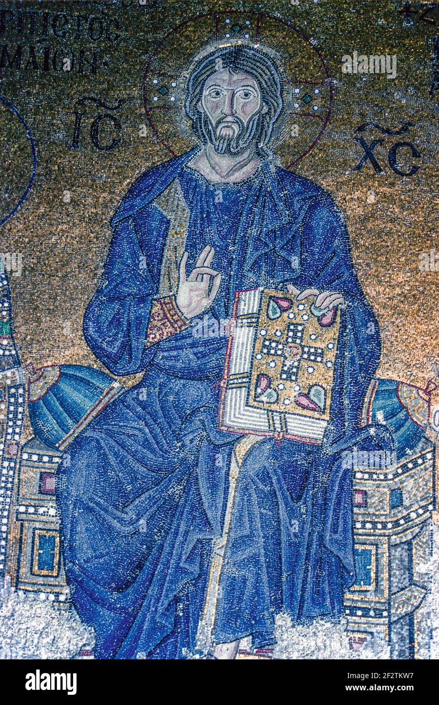 Assis sainte-mosaïque Sainte-Sophie Istanbul Turquie Banque D'Images