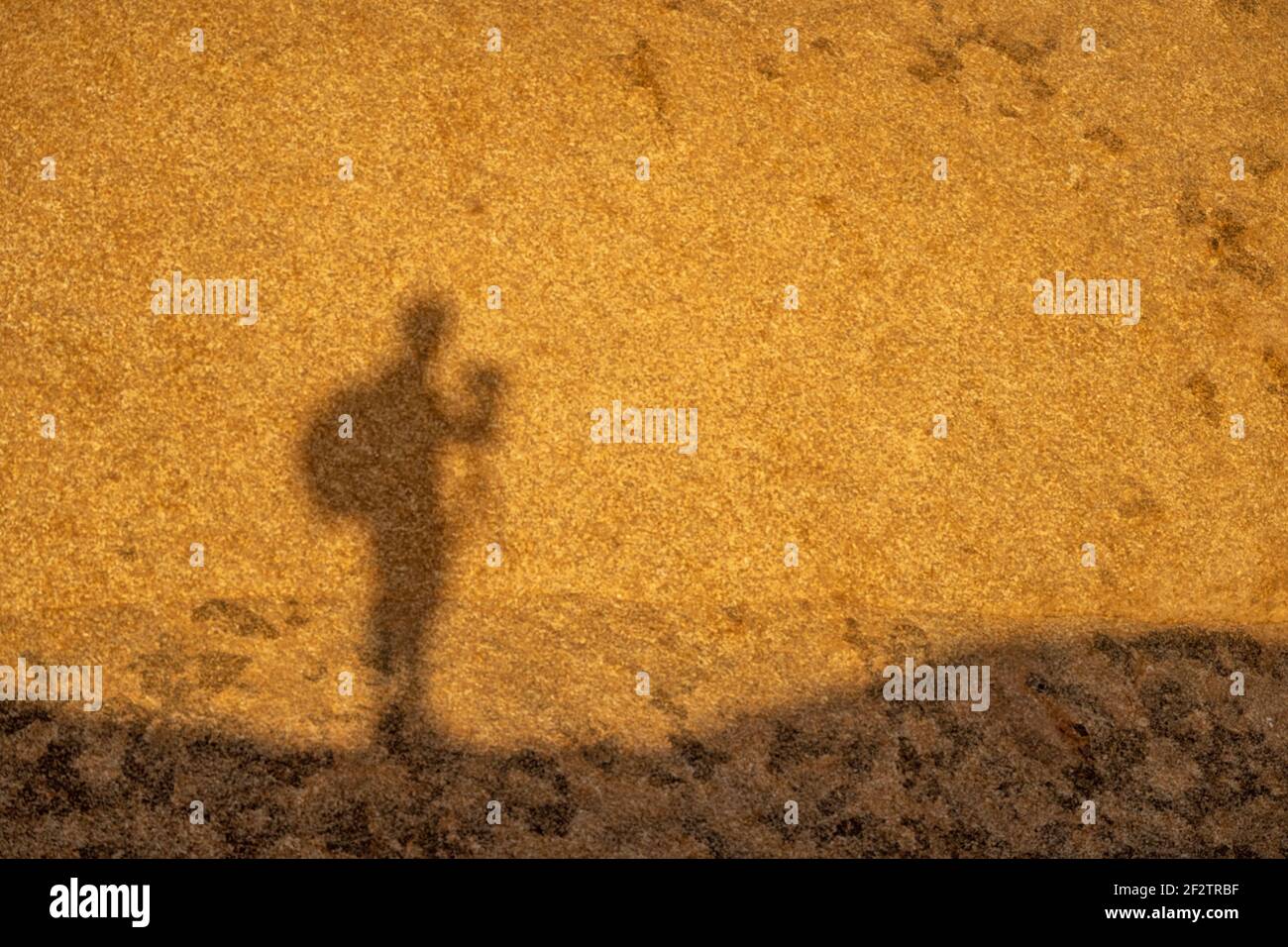 Ombre d'un randonneur au lever du soleil en Namibie Banque D'Images