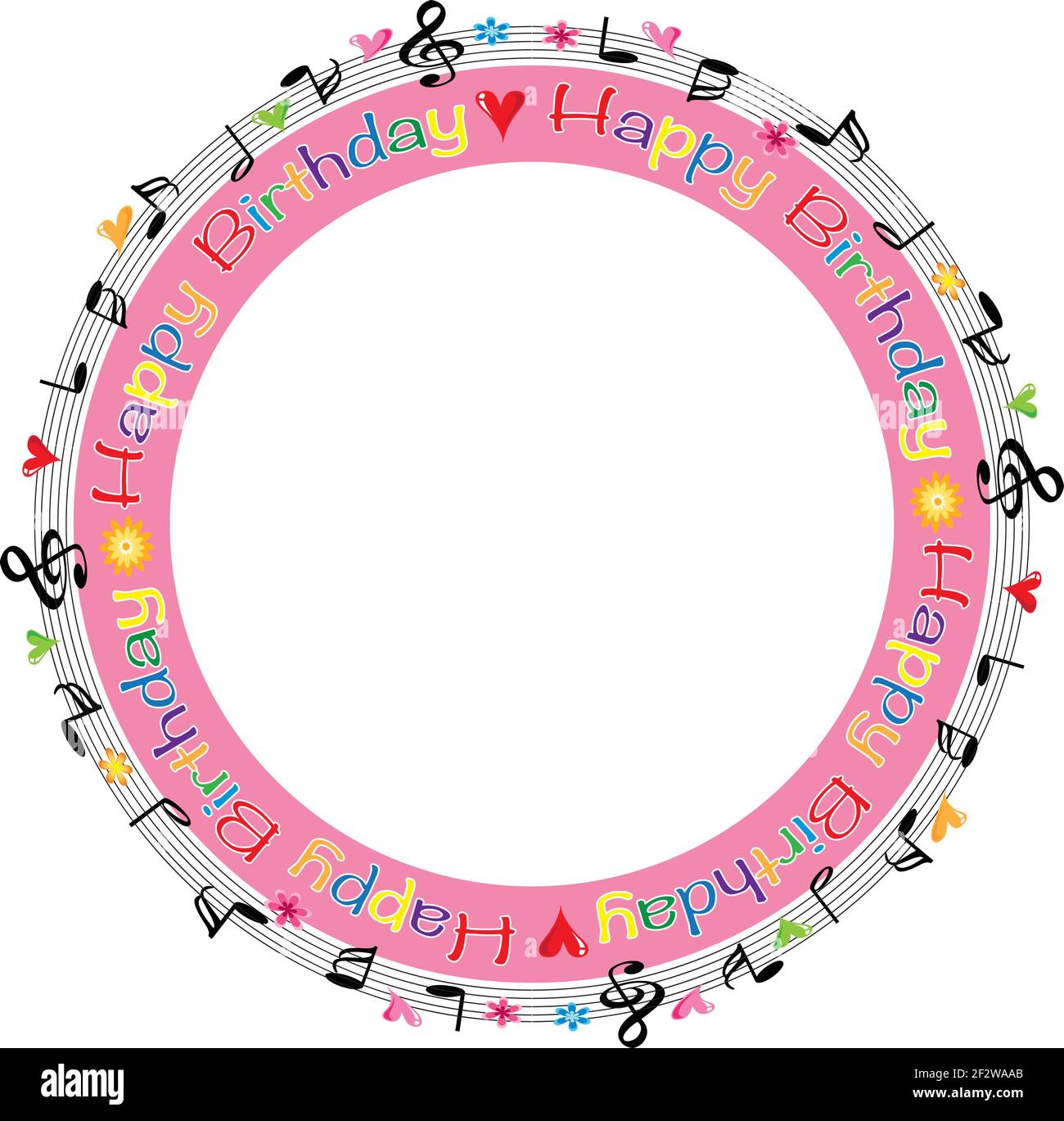 Joyeux Anniversaire Bordure Musicale Image Vectorielle Stock Alamy