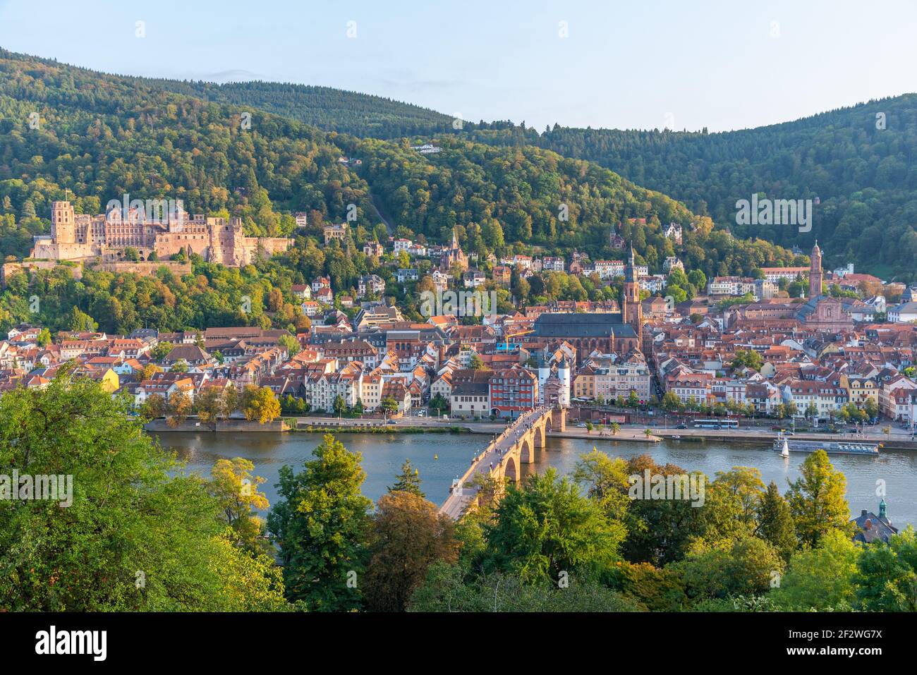 Panorama de Heidelberg derrière le Neckar, Allemagne Banque D'Images