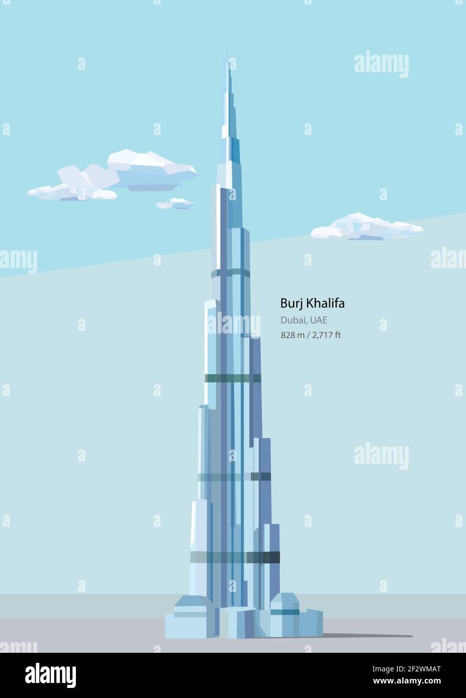 Plus haut bâtiment du monde - Burj Khalifa à Dubaï. Image stylisée. Banque D'Images