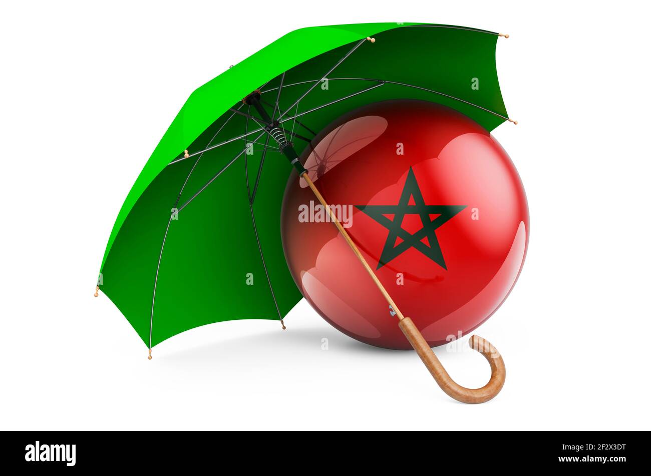 Drapeau marocain sous parapluie. Protection et sécurité du Maroc concept,  rendu 3D isolé sur fond blanc Photo Stock - Alamy