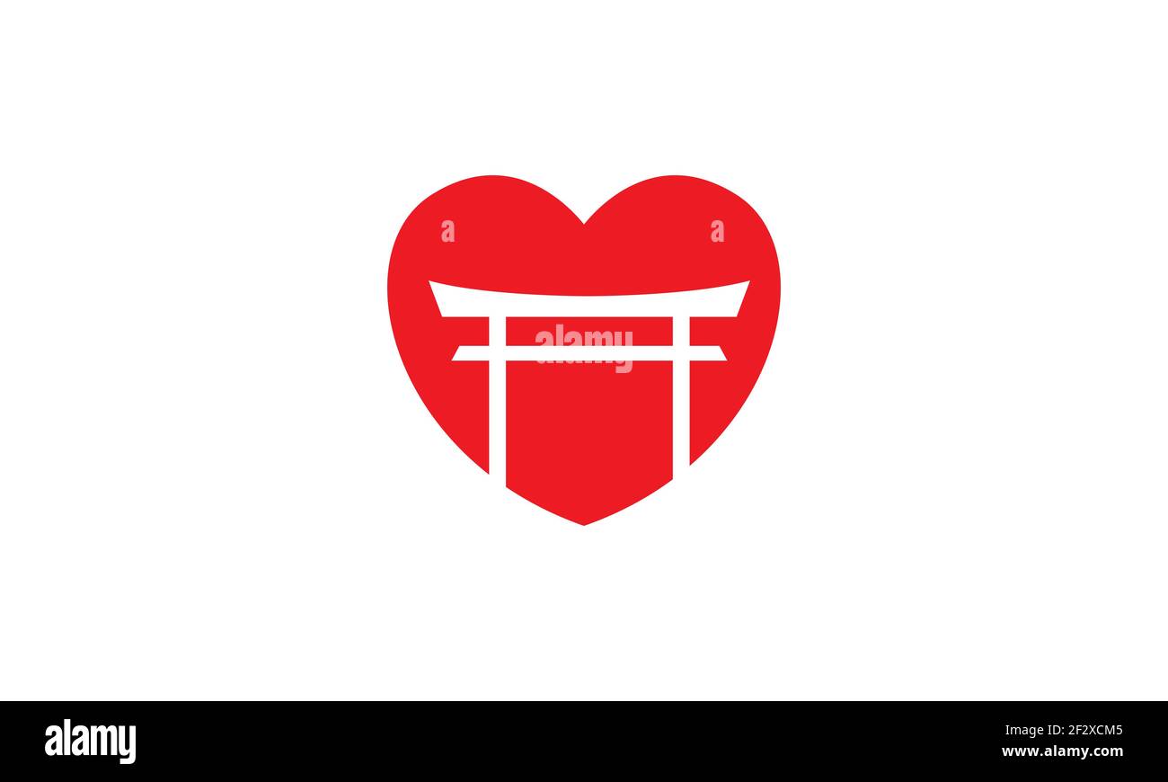 logo red love torii japon symbole vecteur icône illustration design Illustration de Vecteur