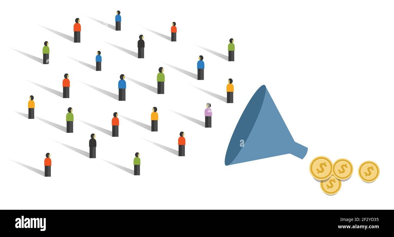 le concept de conversion de plomb de tourner le visiteur pour obtenir de l'argent de revenu maximiser le taux de conversion sur le marché cible du marketing d'entreprise Illustration de Vecteur