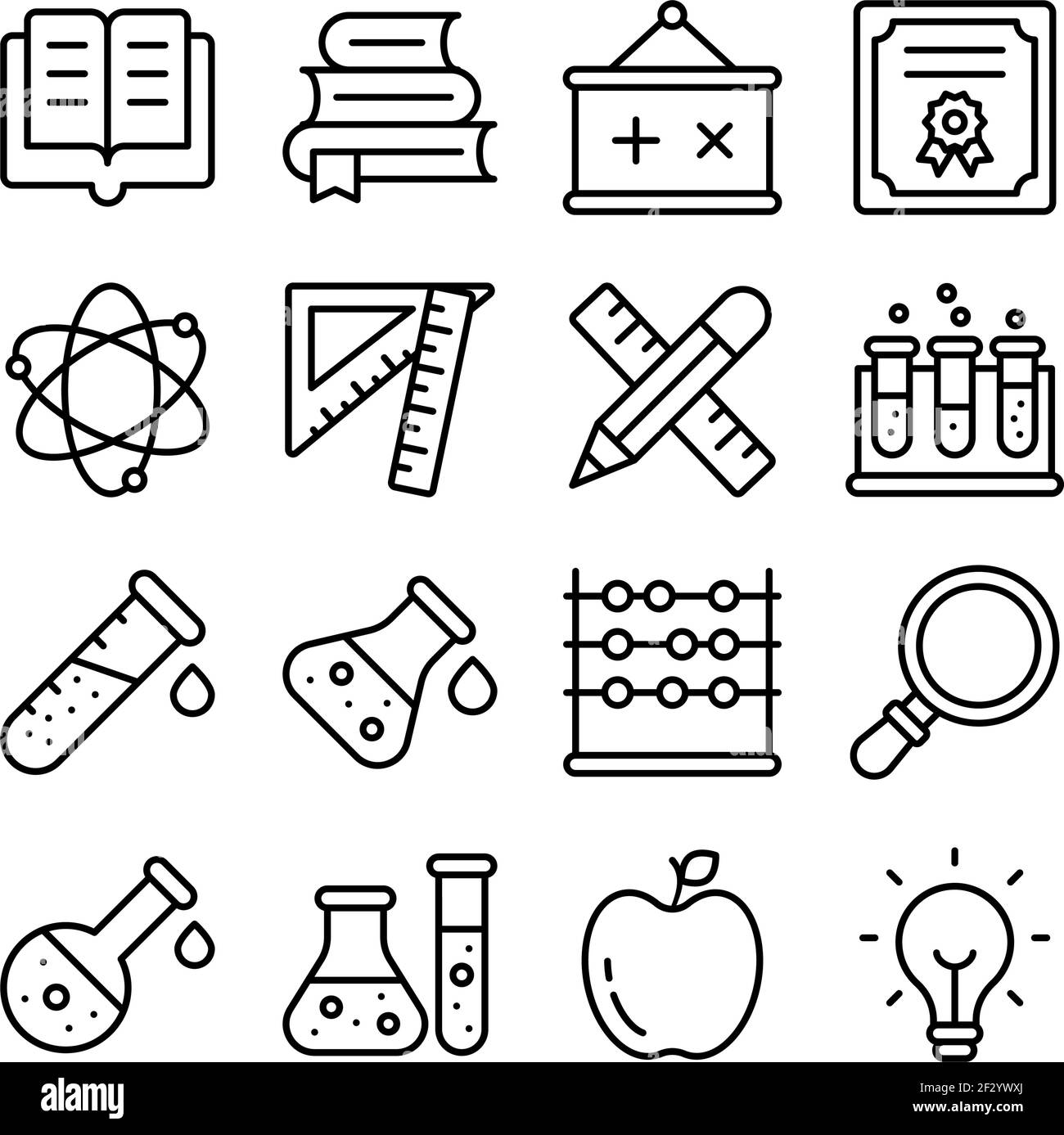 Pack d'icônes linéaires d'éducation Illustration de Vecteur
