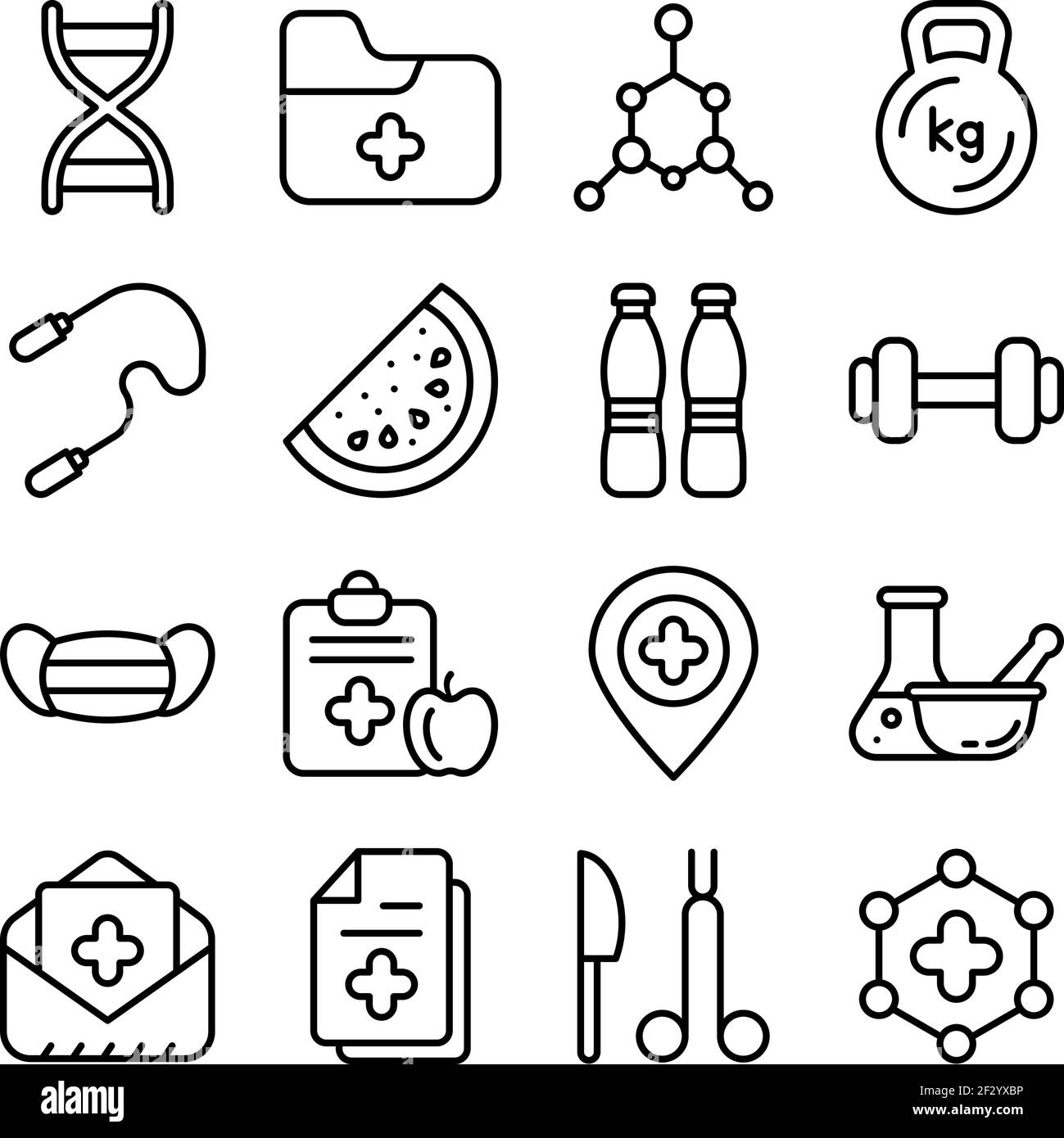 Pack d'icônes linéaires pour équipement médical Illustration de Vecteur