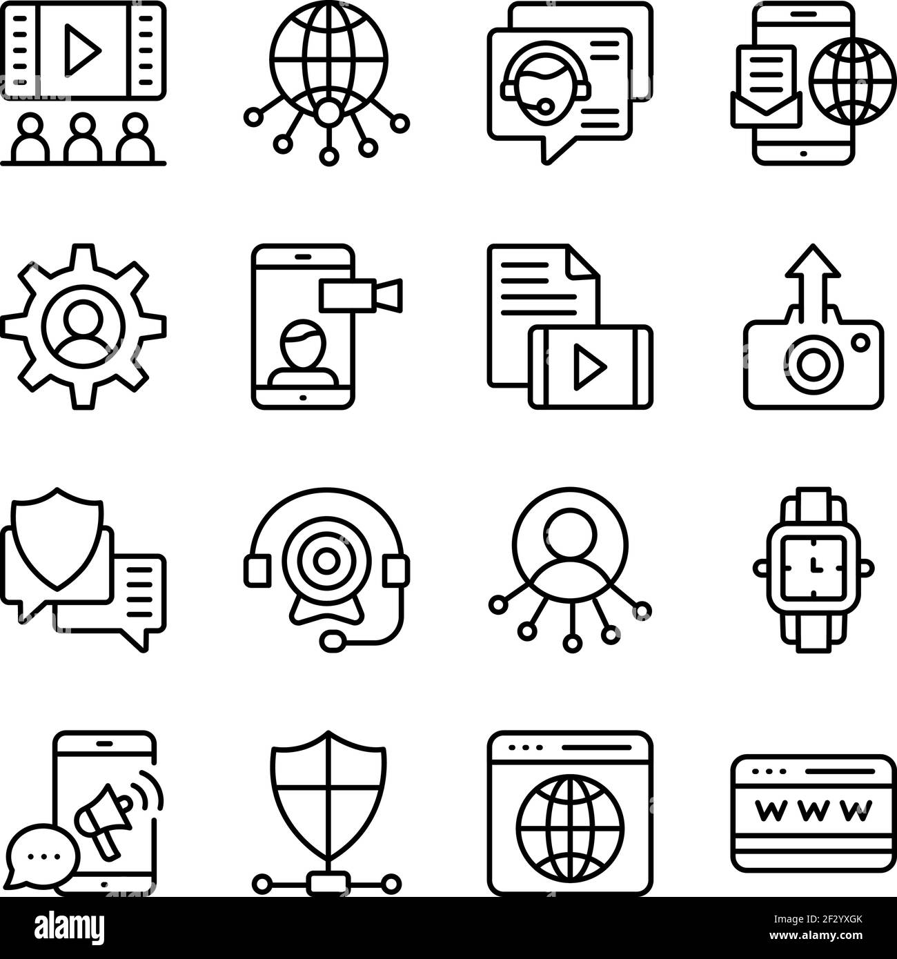 Pack d'icônes linéaires de site Web et de communication Illustration de Vecteur