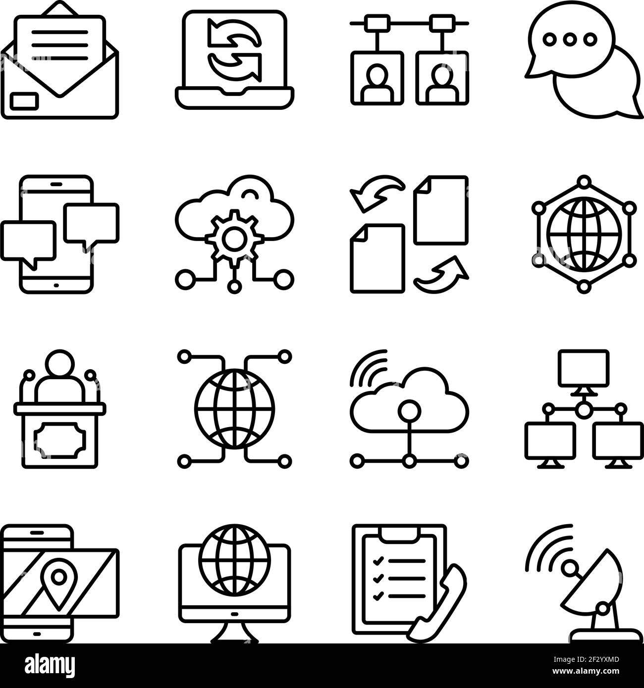 Pack d'icônes linéaires de Cloud, de technologie et de mise en réseau Illustration de Vecteur
