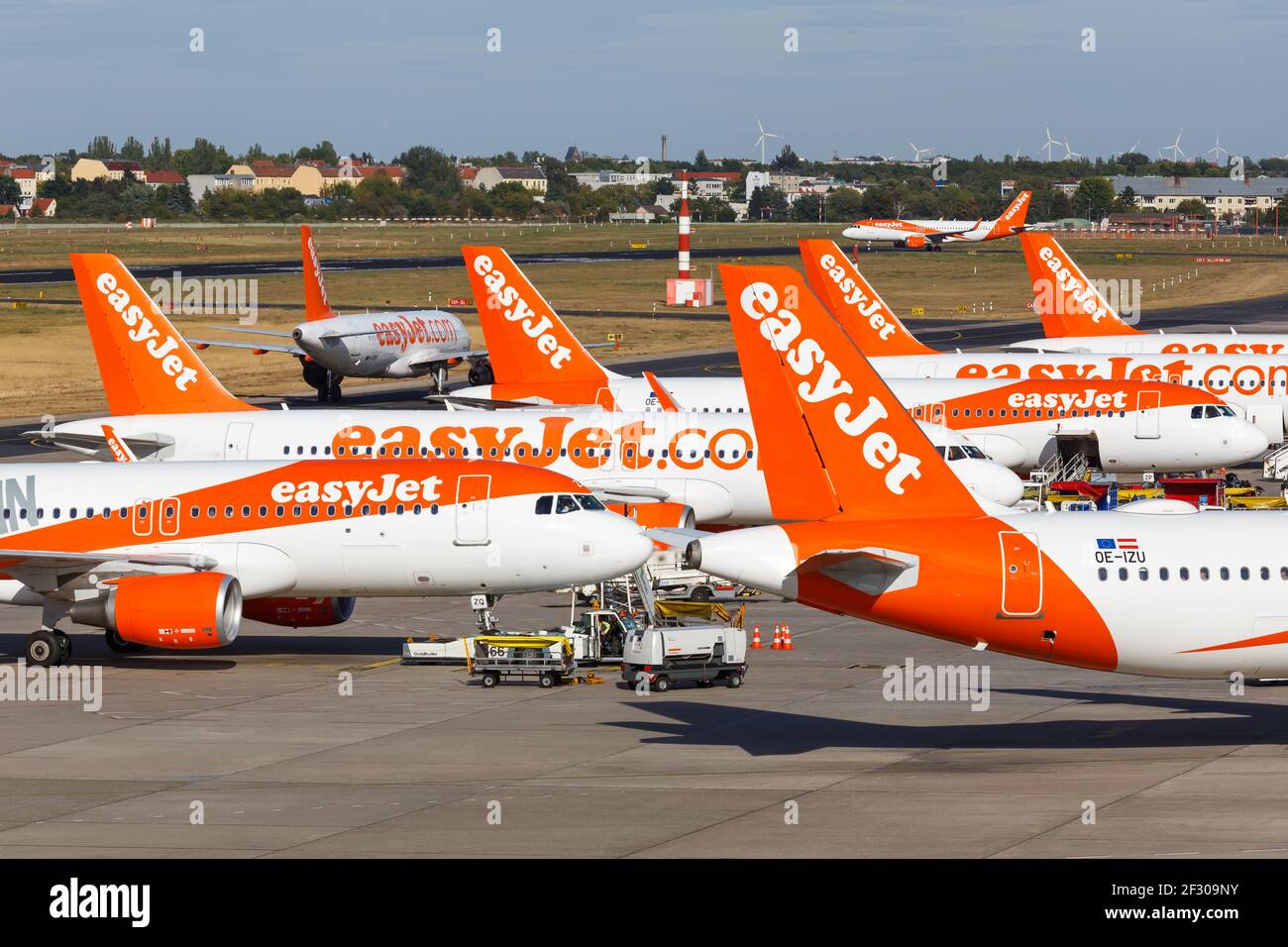 Berlin, Allemagne - 11 septembre 2018 : easyJet Airbus A320 à l'aéroport Berlin Tegel (TXL) en Allemagne. Airbus est un fabricant européen d'avions Banque D'Images