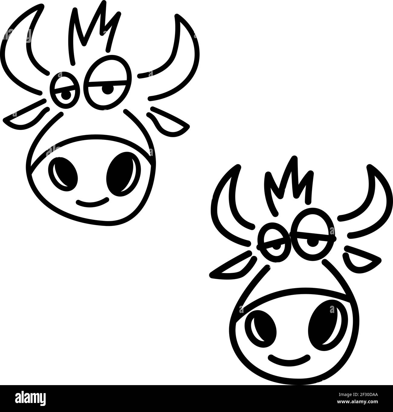 Illustration têtes de vache drôles en style ligne. Élément de conception pour affiche, carte, bannière, affiche. Illustration vectorielle Illustration de Vecteur