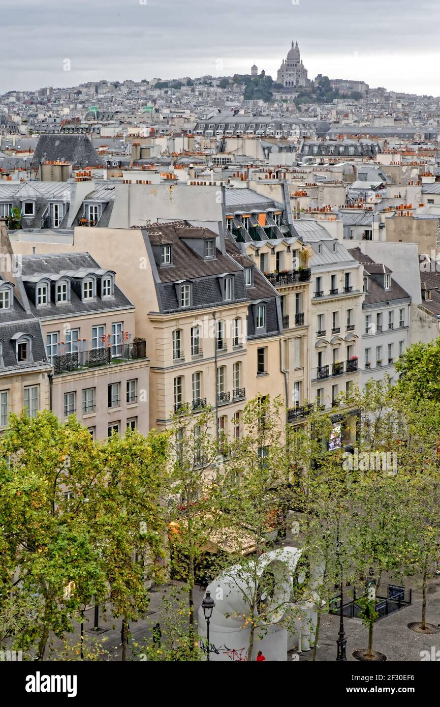 Vue depuis le toit du musée de Beaubourg Banque D'Images
