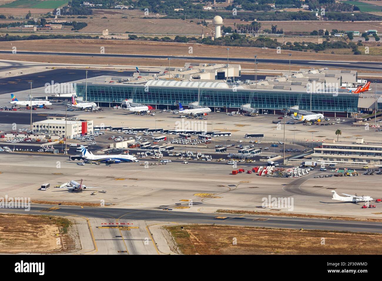 Palma de Majorque, Espagne - 21 juillet 2018 : photo aérienne de l'aéroport de Palma de Majorque en Espagne. Banque D'Images