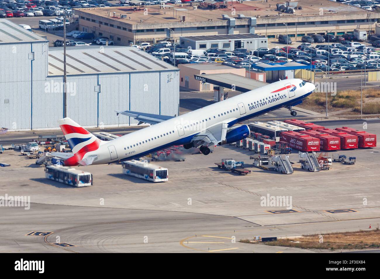 Palma de Majorque, Espagne - 21 juillet 2018 : photo aérienne d'un avion Airbus A321 de British Airways à l'aéroport de Palma de Majorque en Espagne. Banque D'Images