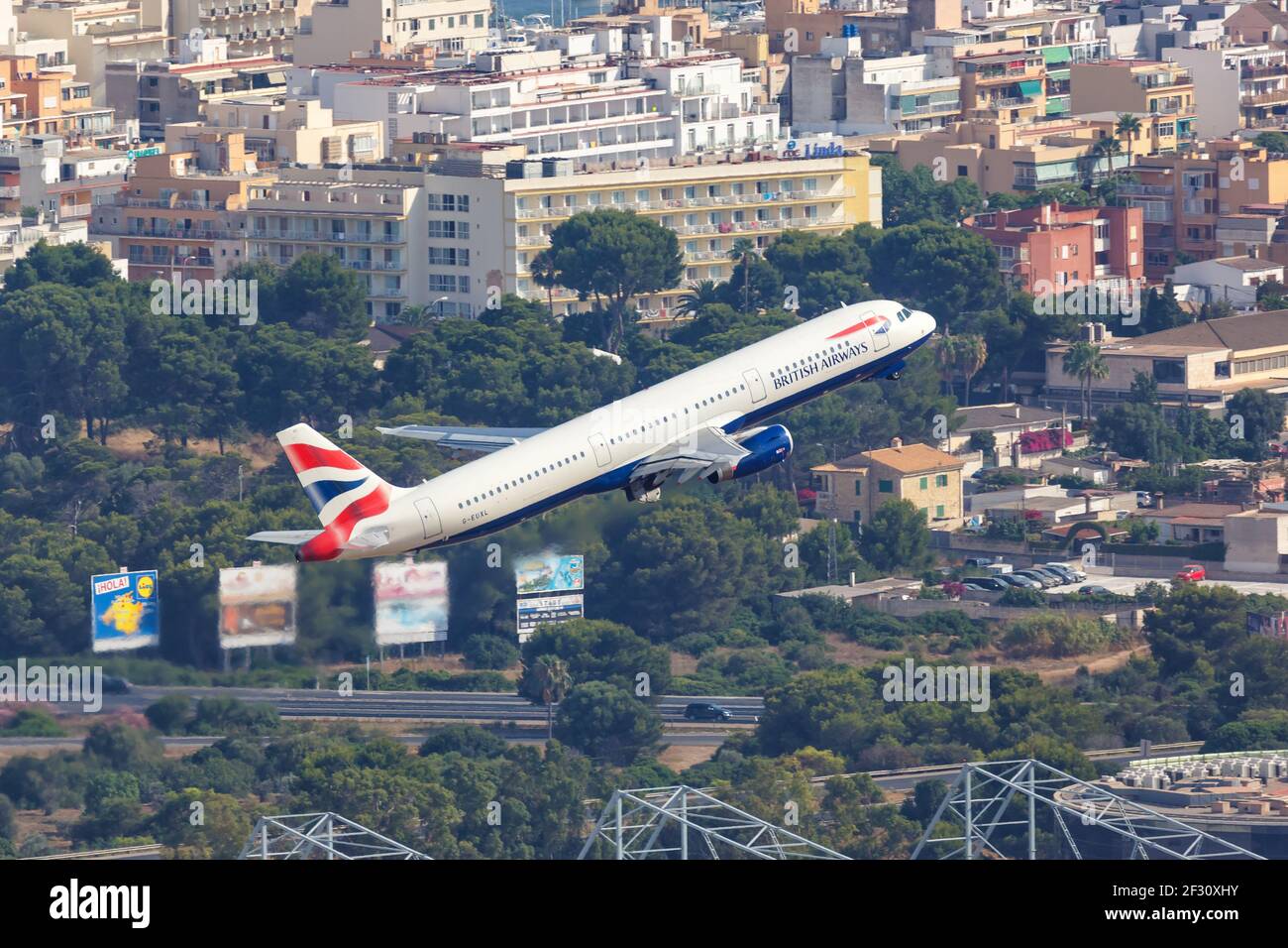 Palma de Majorque, Espagne - 21 juillet 2018 : photo aérienne d'un avion Airbus A321 de British Airways à l'aéroport de Palma de Majorque en Espagne. Banque D'Images