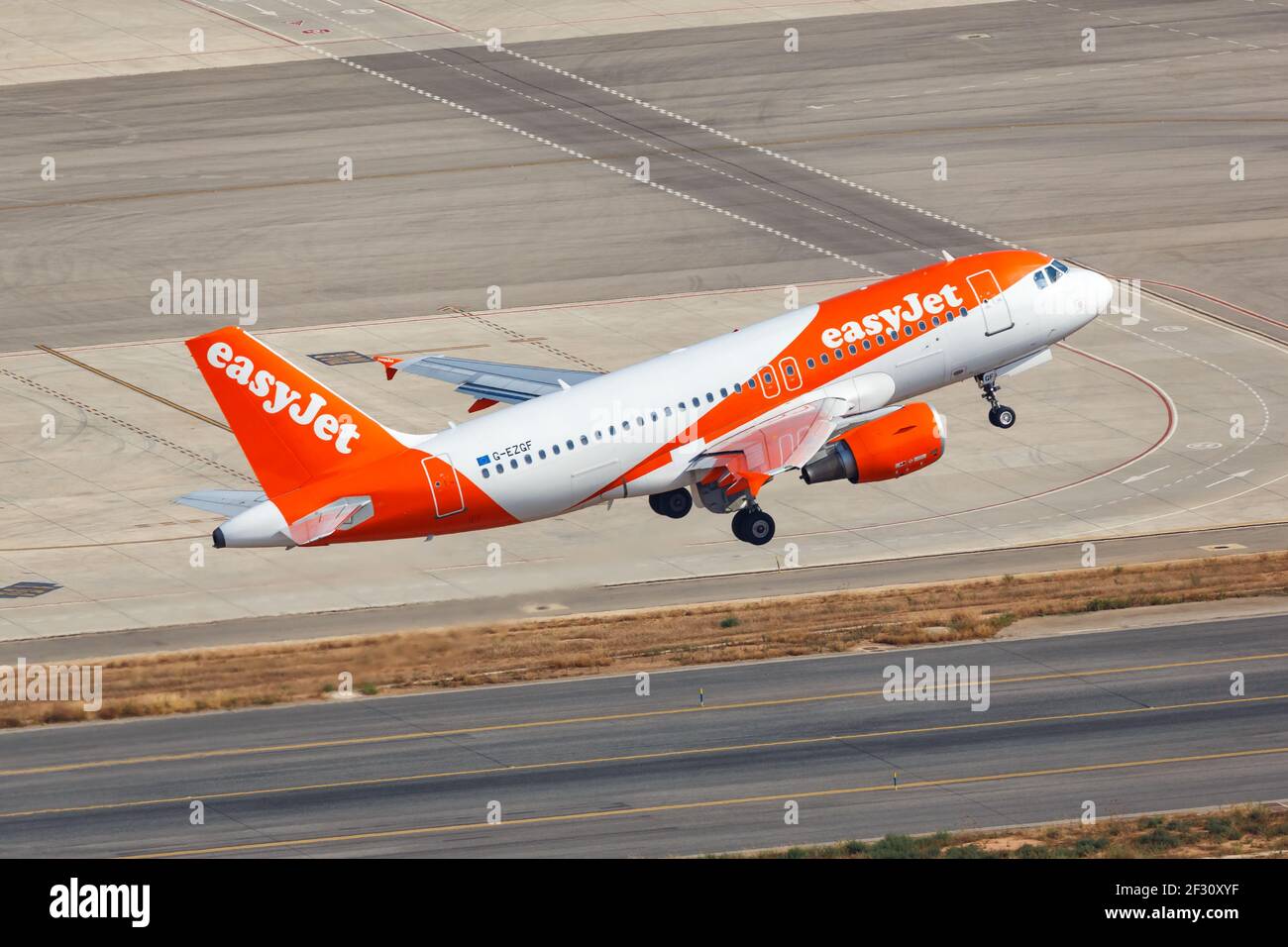 Palma de Majorque, Espagne - 21 juillet 2018 : photo aérienne d'un Airbus A319 EasyJet à l'aéroport de Palma de Majorque en Espagne. Banque D'Images