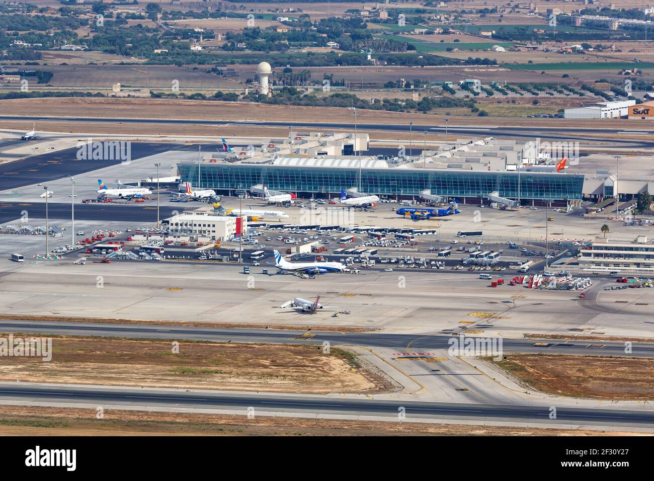 Palma de Majorque, Espagne - 21 juillet 2018 : photo aérienne de l'aéroport de Palma de Majorque en Espagne. Banque D'Images