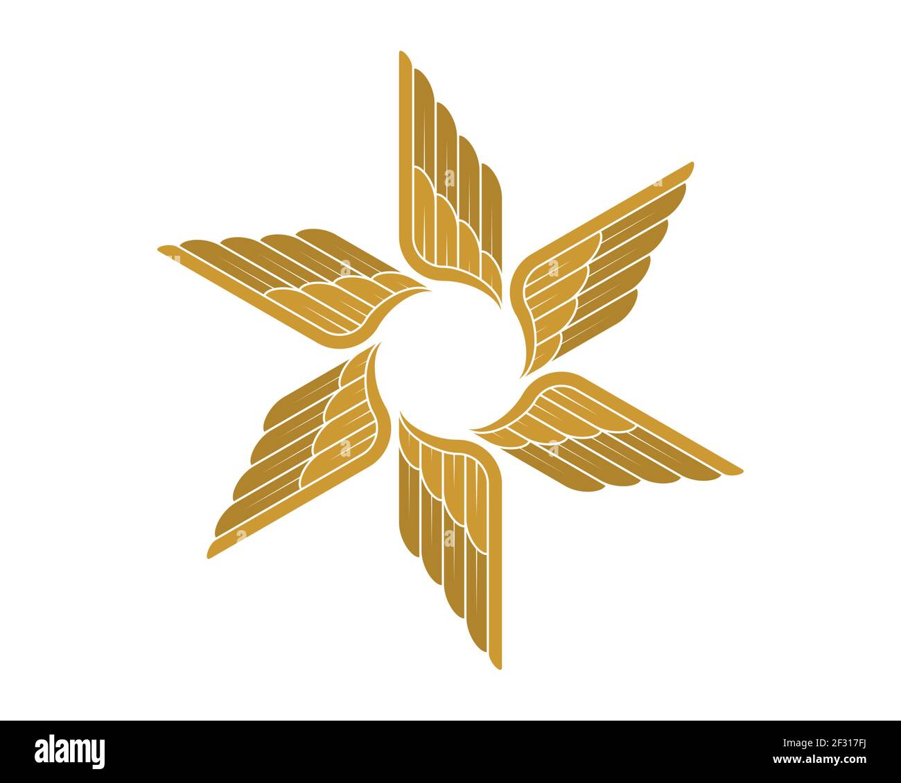 Logo circulaire Golden Angel Wings Banque D'Images