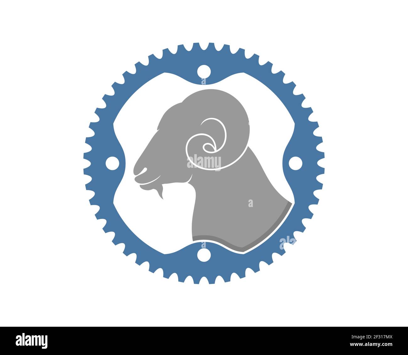 Tête de chèvre à l'intérieur du logo de l'équipement Banque D'Images