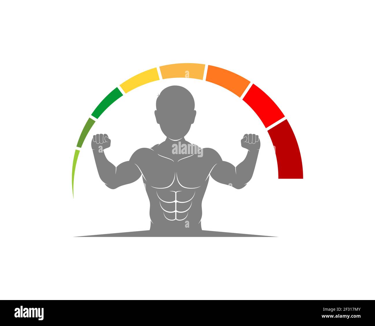 Homme fort avec logo indicateur de vitesse Banque D'Images