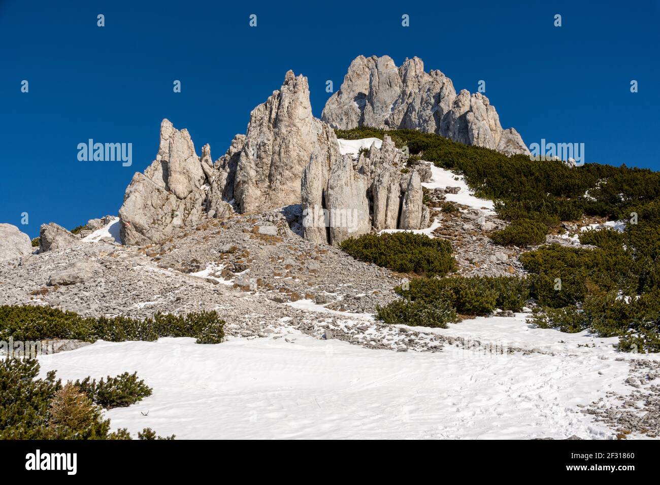 Pic de Griesmauer à Vordernberg, Autriche, en hiver Banque D'Images
