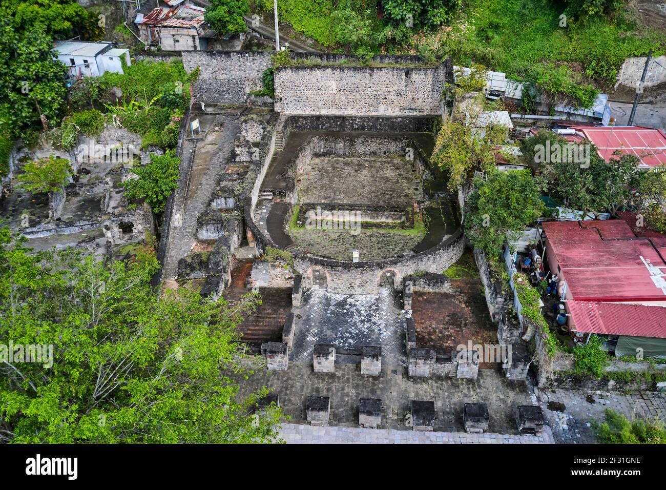 France, Antilles, Martinique, Saint-Pierre, ruines du théâtre du petit Paris Banque D'Images