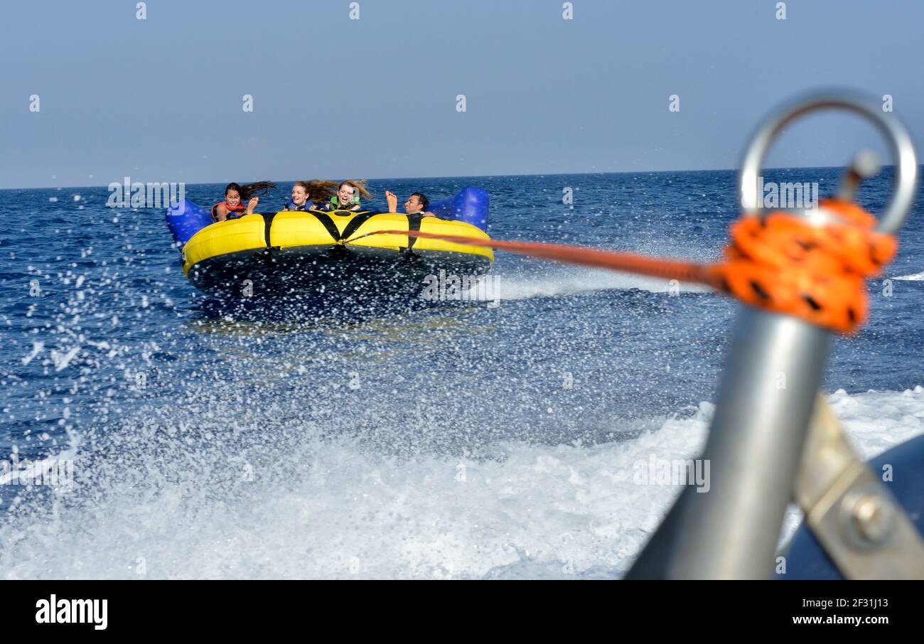 Géographie / Voyage, Grèce, bateau gonflable, super Paradise Beach, Mykonos, Cyclades, droits-supplémentaires-autorisation-Info-non-disponible Banque D'Images