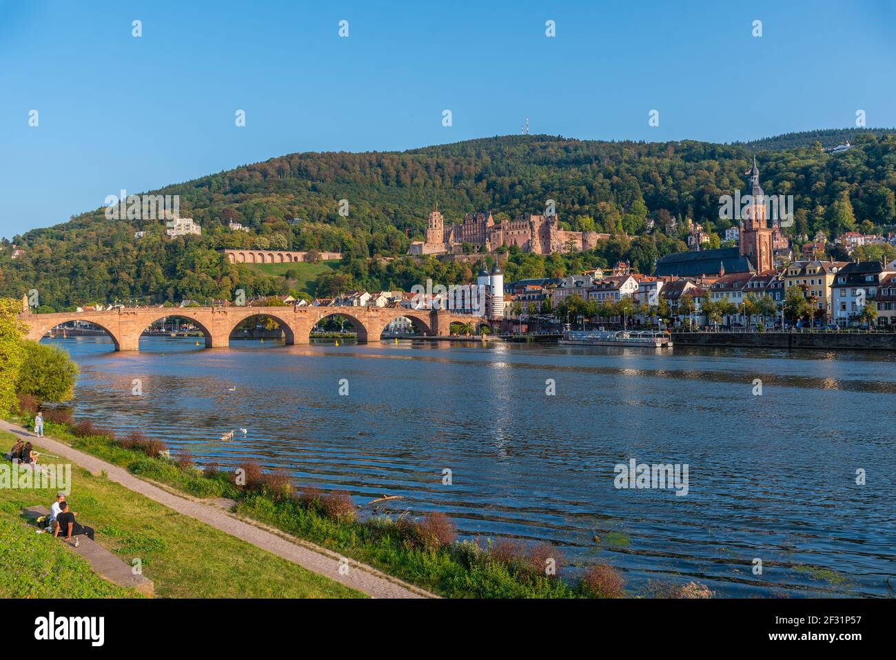 Heidelberg, Allemagne, 17 septembre 2020 : Panorama de Heidelberg derrière le Neckar, Allemagne Banque D'Images