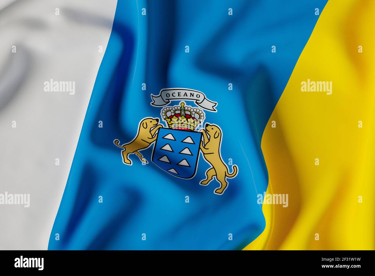 Drapeau officiel des îles Canaries.3D rendu illustration Banque D'Images