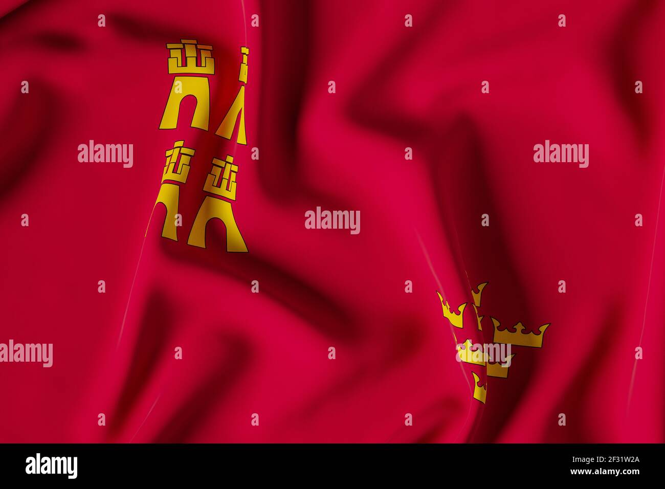 Illustration du rendu du drapeau officiel de Murcia.3D Banque D'Images