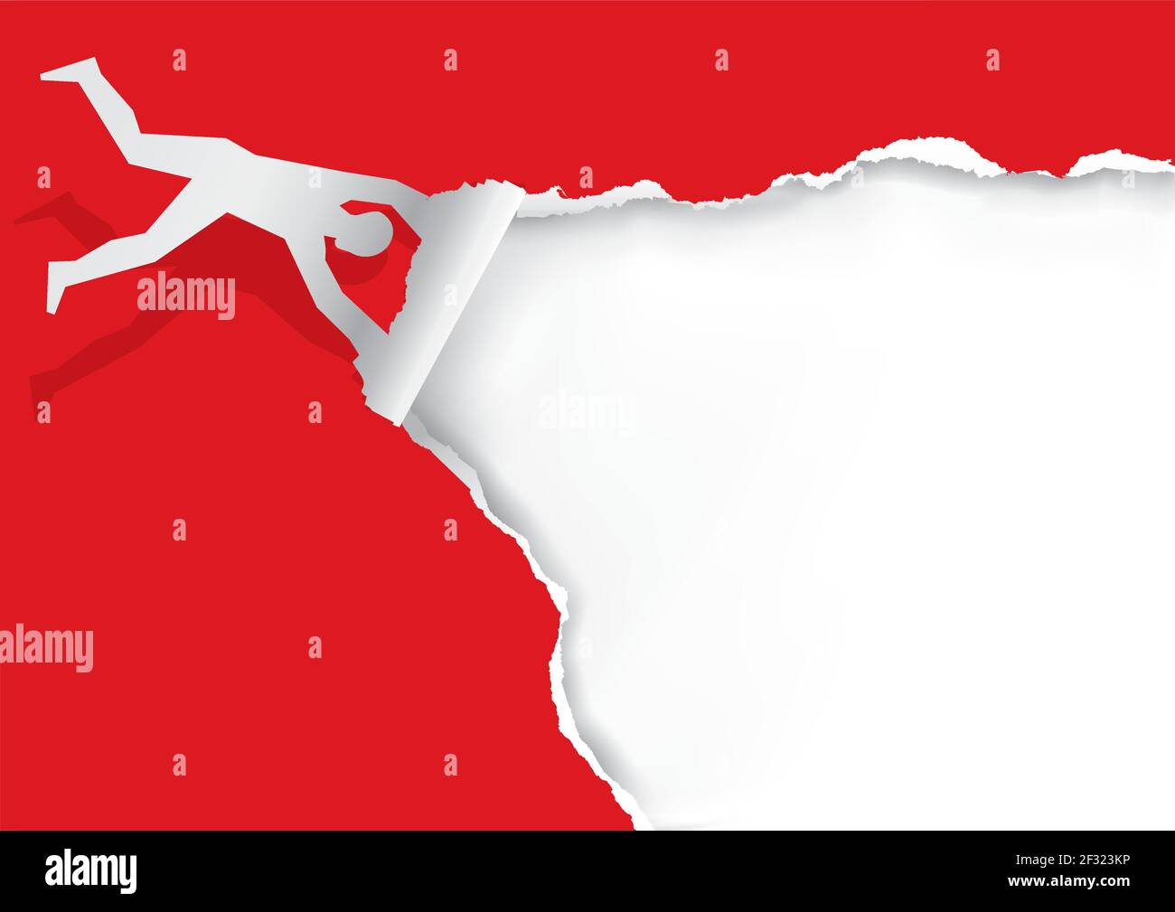 Menteur Dechirant Le Papier Drole De Papier Dechire Rouge Modele De Banniere Silhouette En Papier De L Homme Revelant Un Arriere Plan Blanc Avec Un Emplacement Pour Votre Texte Ou Image Image Vectorielle Stock