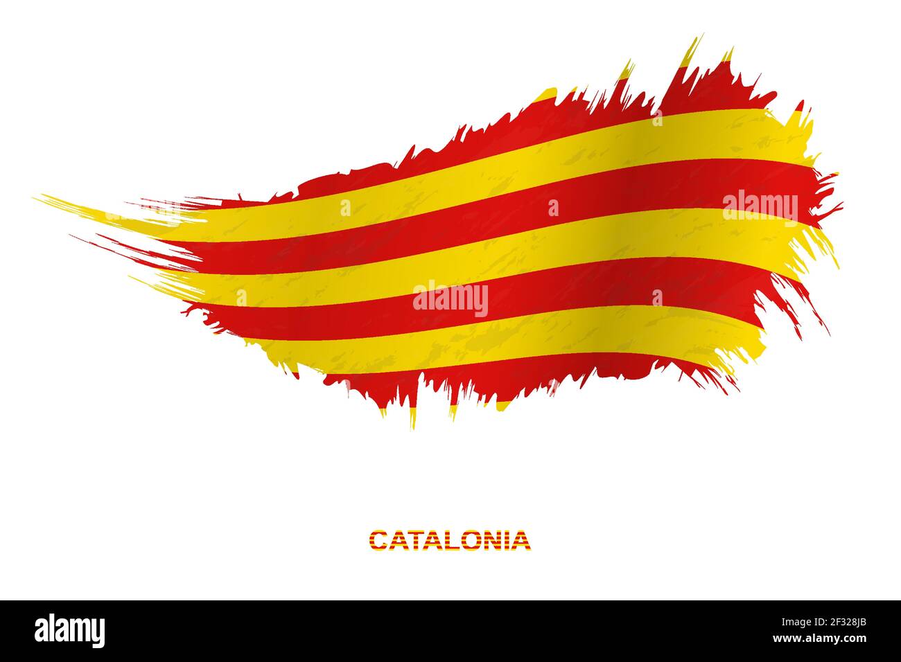 Drapeau de la Catalogne en style grunge avec effet de tissage, drapeau vectoriel grunge pinceau. Illustration de Vecteur