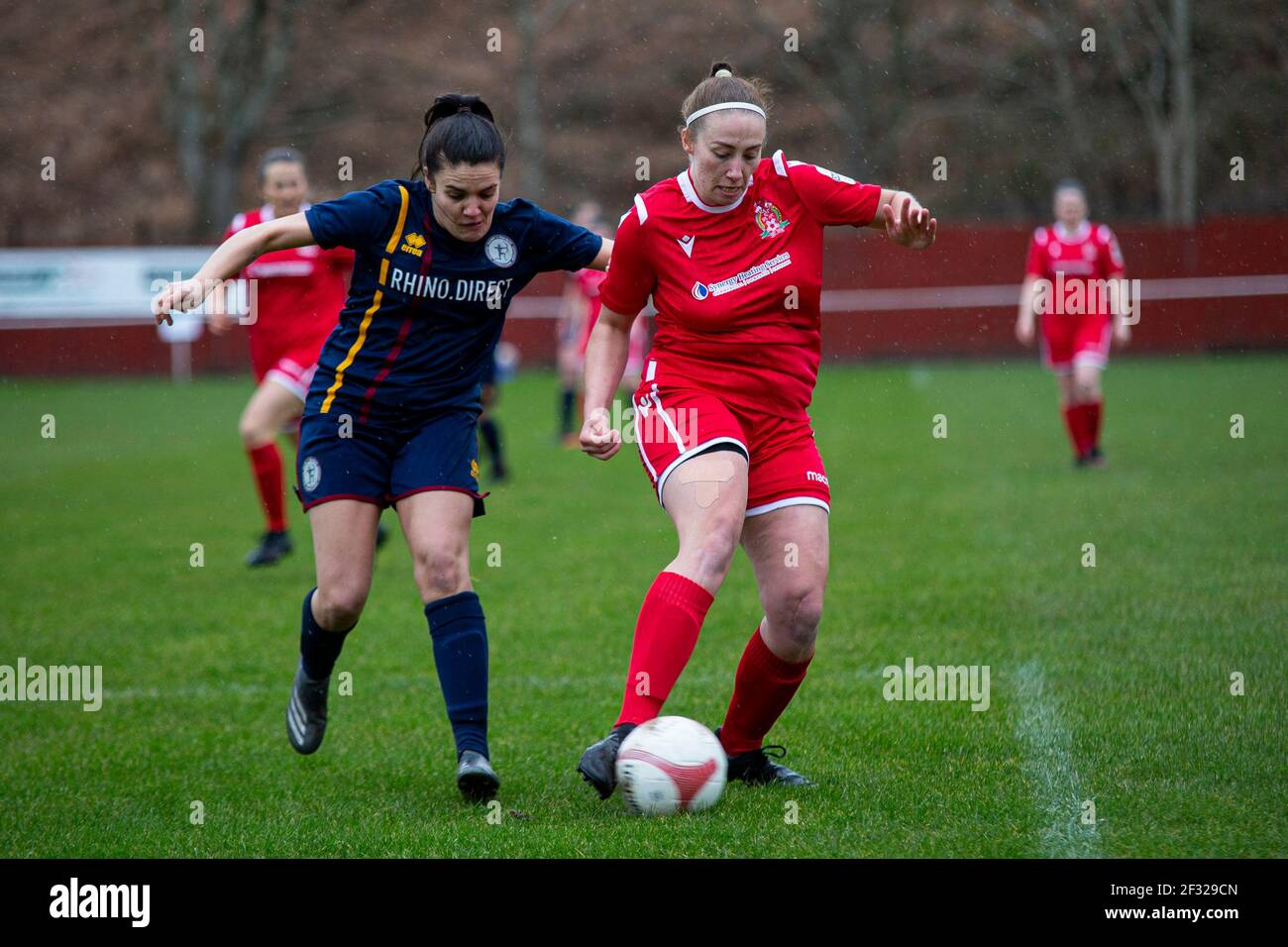 Briton Ferry Llansawel / Cardiff se réunit à Old Road, dans la Ligue des femmes Premier Ministre galloise, le 14 mars 2021. Crédit : Lewis Mitchell/YCPD Banque D'Images