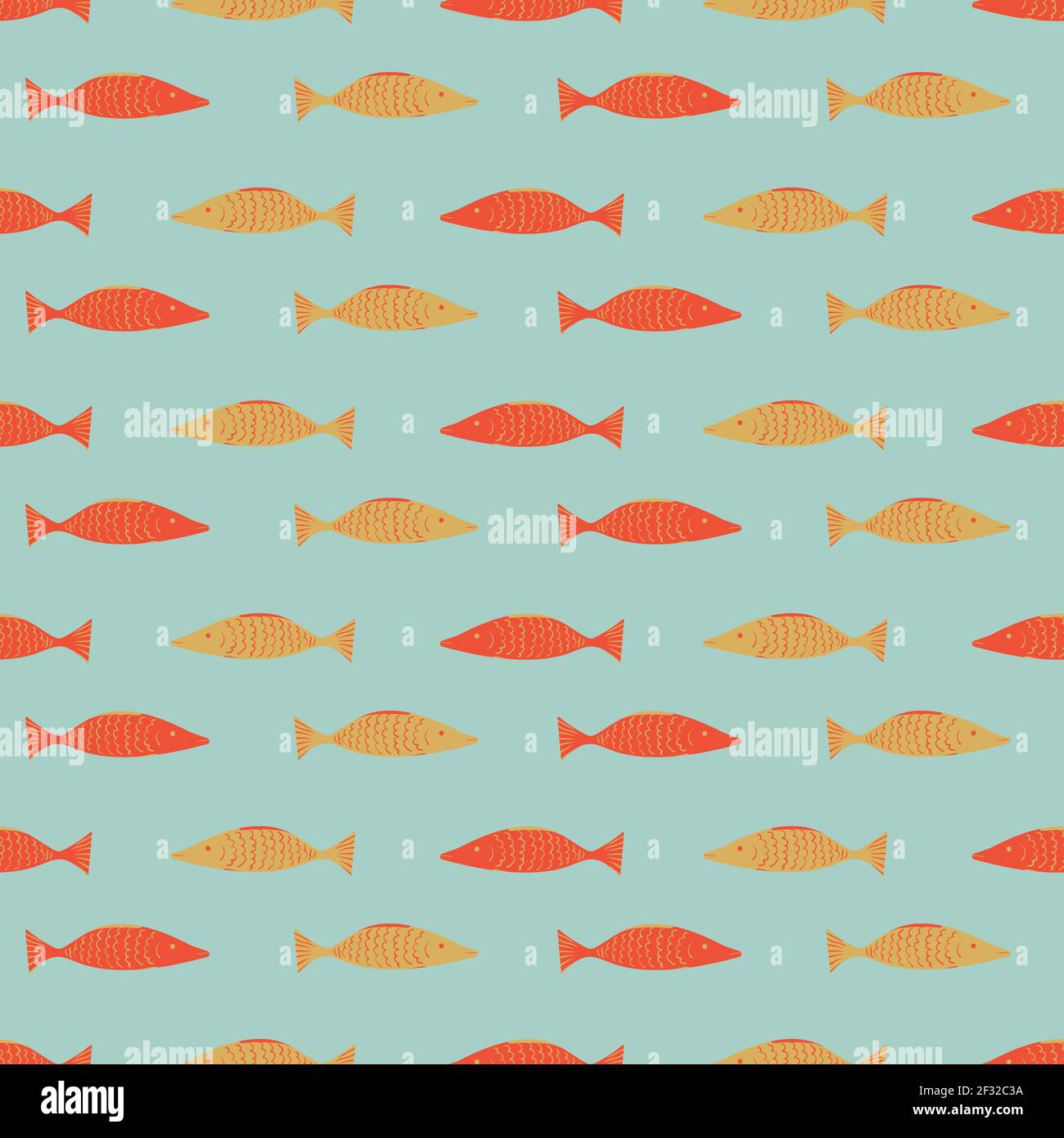 motif vectoriel de poissons rouges et jaunes sans couture Illustration de Vecteur