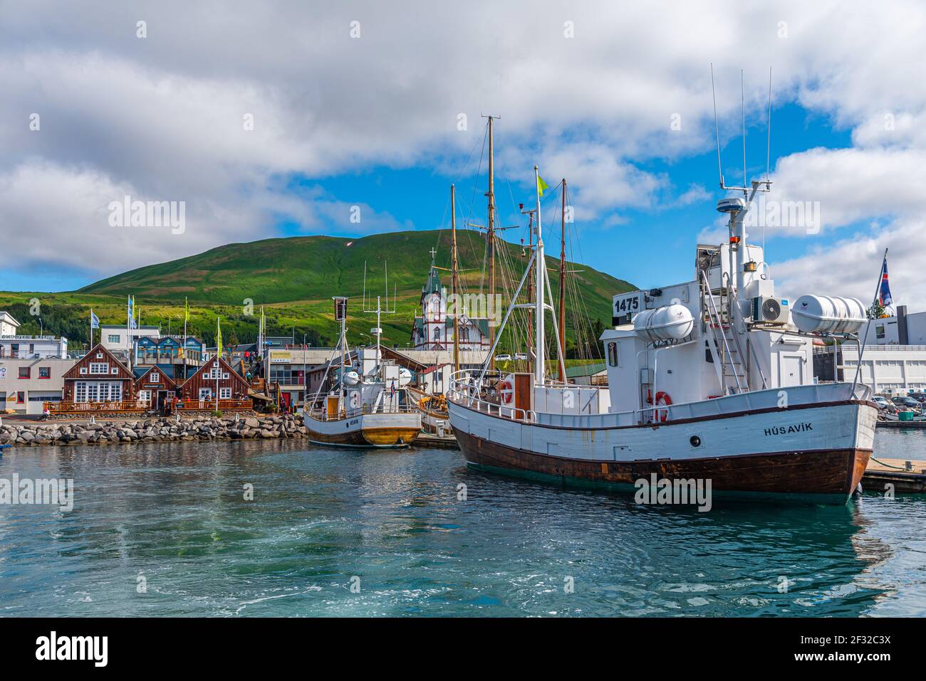 Husavik, Islande, 17 août 2020 : vue sur le port de Husavik, Islande Banque D'Images