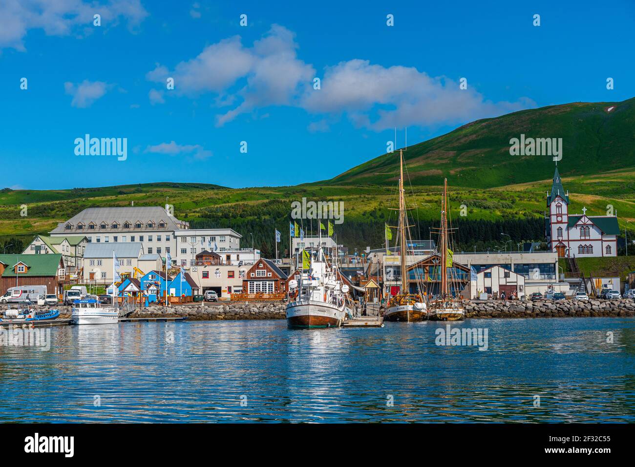 Husavik, Islande, 17 août 2020 : vue sur le port de Husavik, Islande Banque D'Images
