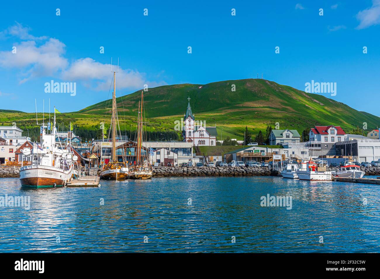 Husavik, Islande, 17 août 2020 : vue sur le port de Husavik, Islande Banque D'Images