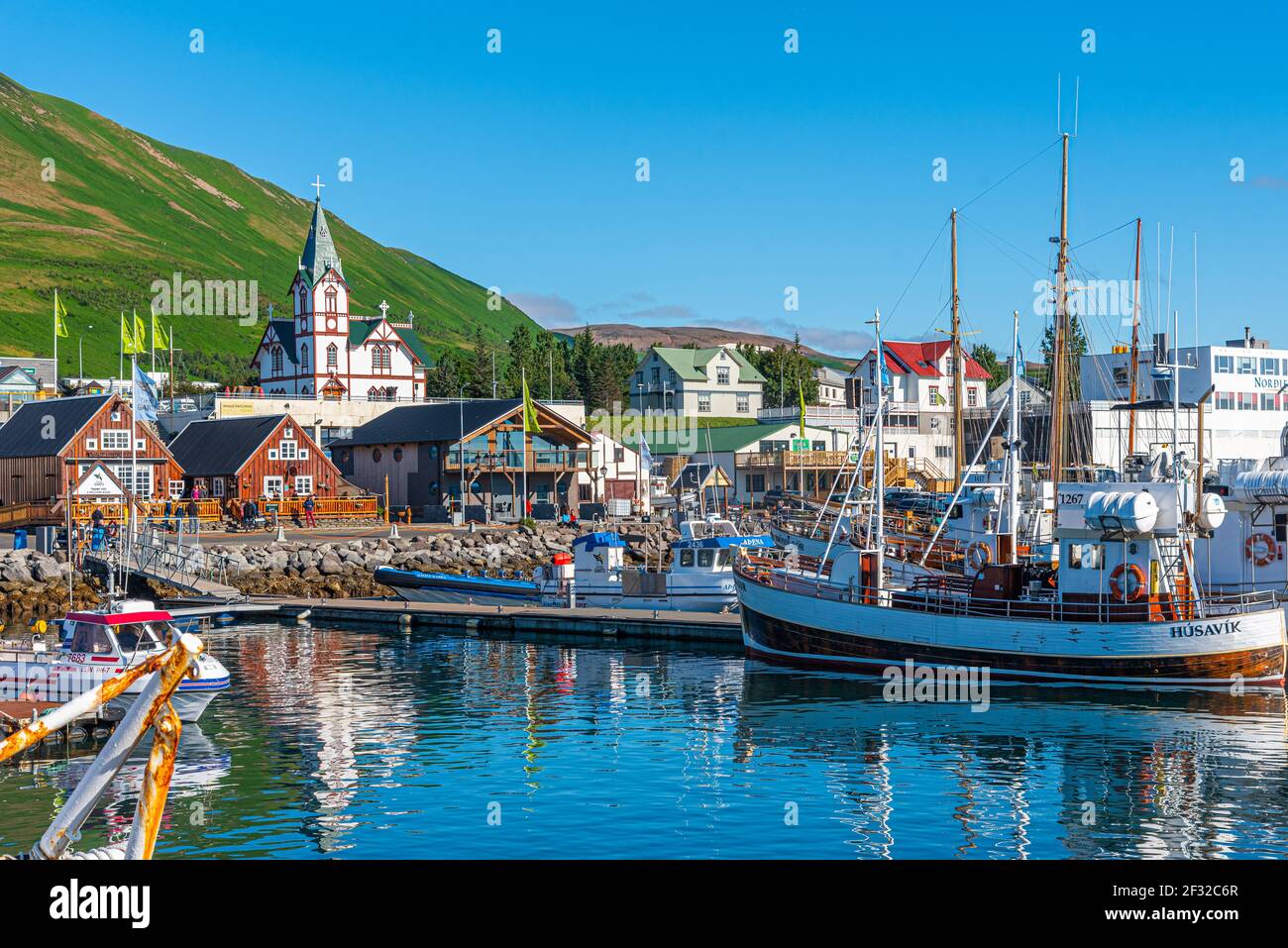 Husavik, Islande, 17 août 2020 : vue sur le port de Husavik, Islande Banque D'Images