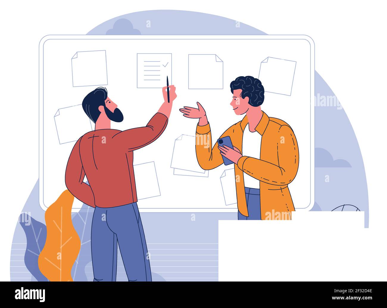 personnes travaillant avec le tableau de bord de l'entreprise au bureau Illustration de Vecteur