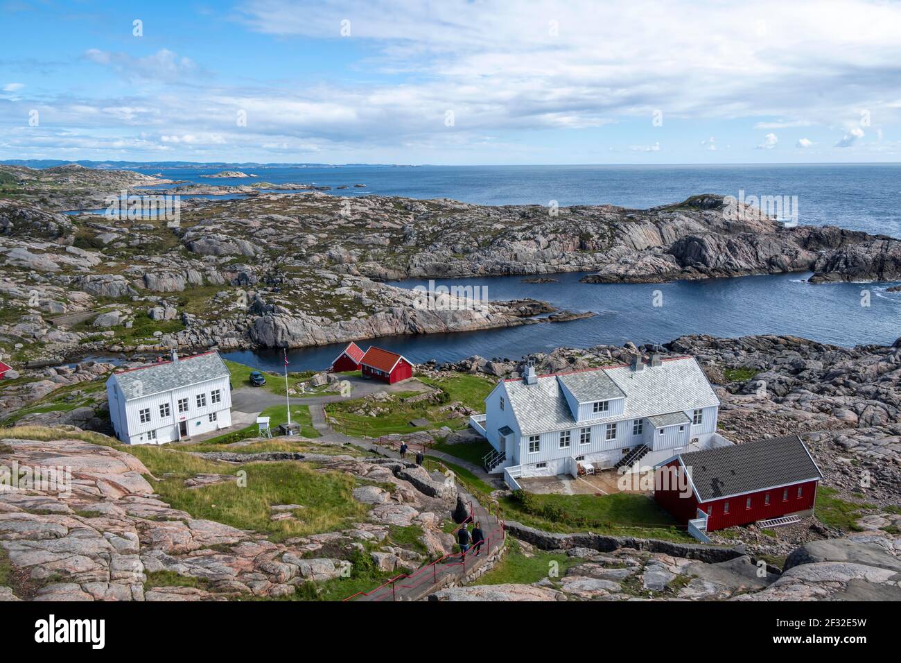 Maisons du phare de Lindesnes, Lindesnes, Norvège Banque D'Images